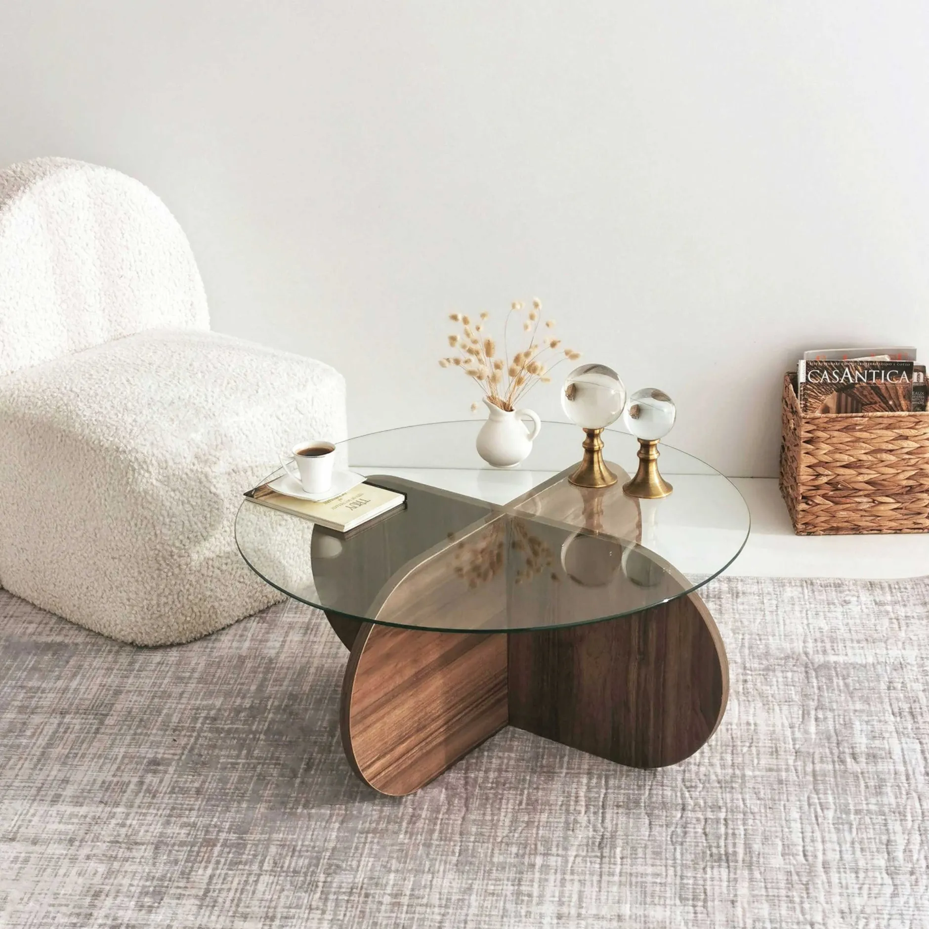 Bubble CT Couchtisch | GEHÄRTETES GLAS | Walnuss