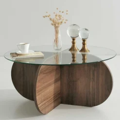Bubble CT Couchtisch | GEHÄRTETES GLAS | Walnuss