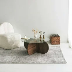 Bubble CT Couchtisch | GEHÄRTETES GLAS | Walnuss