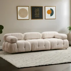 Bubble 3-Sitzer-Sofa | BUCHENHOLZ / SPANPLATTE | Creme