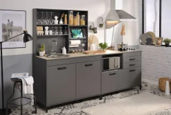 Buffet Moove 118cm, 3 Ablagen & Küchenrollenhalter - anthrazit