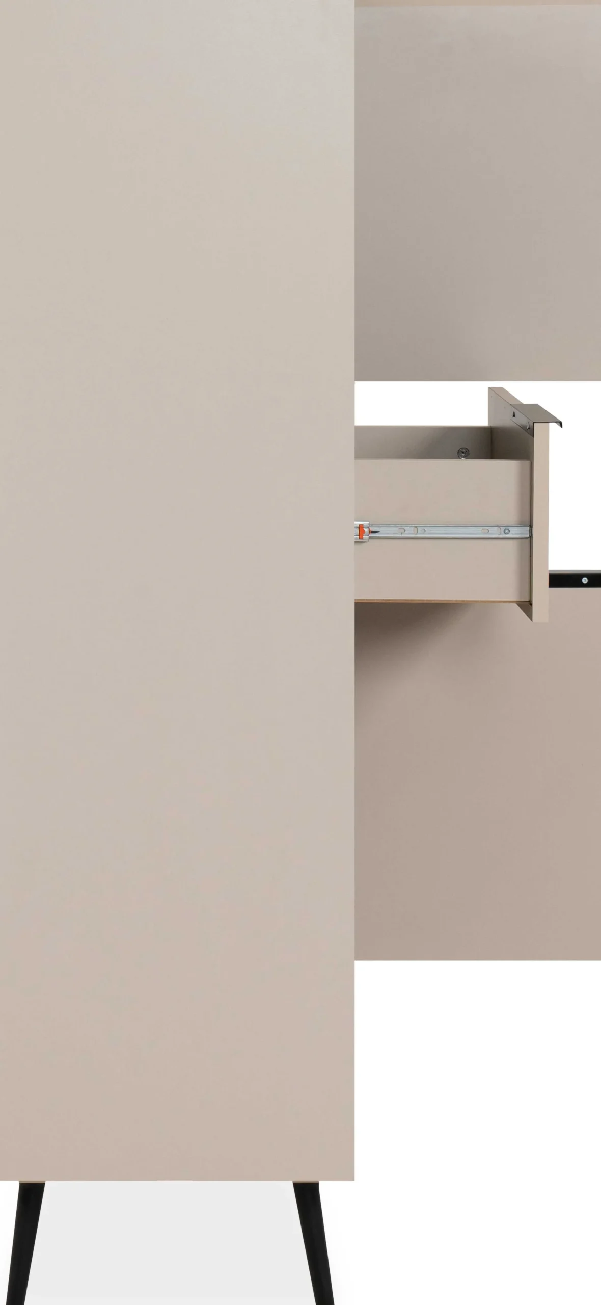 Buffetschrank Auryn - 90x38x140cm - 4 Türen und 2 Schubladen - sand/schwarz