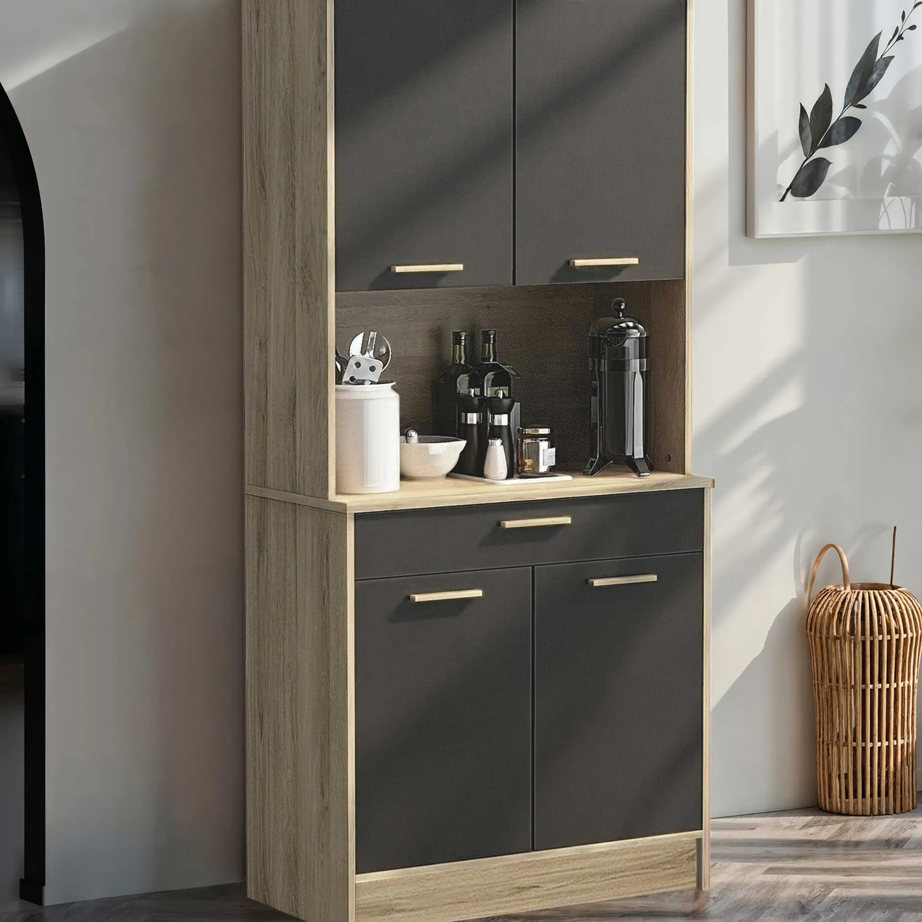 Buffetschrank Diede-Kronberg Eiche/Mattschwarz