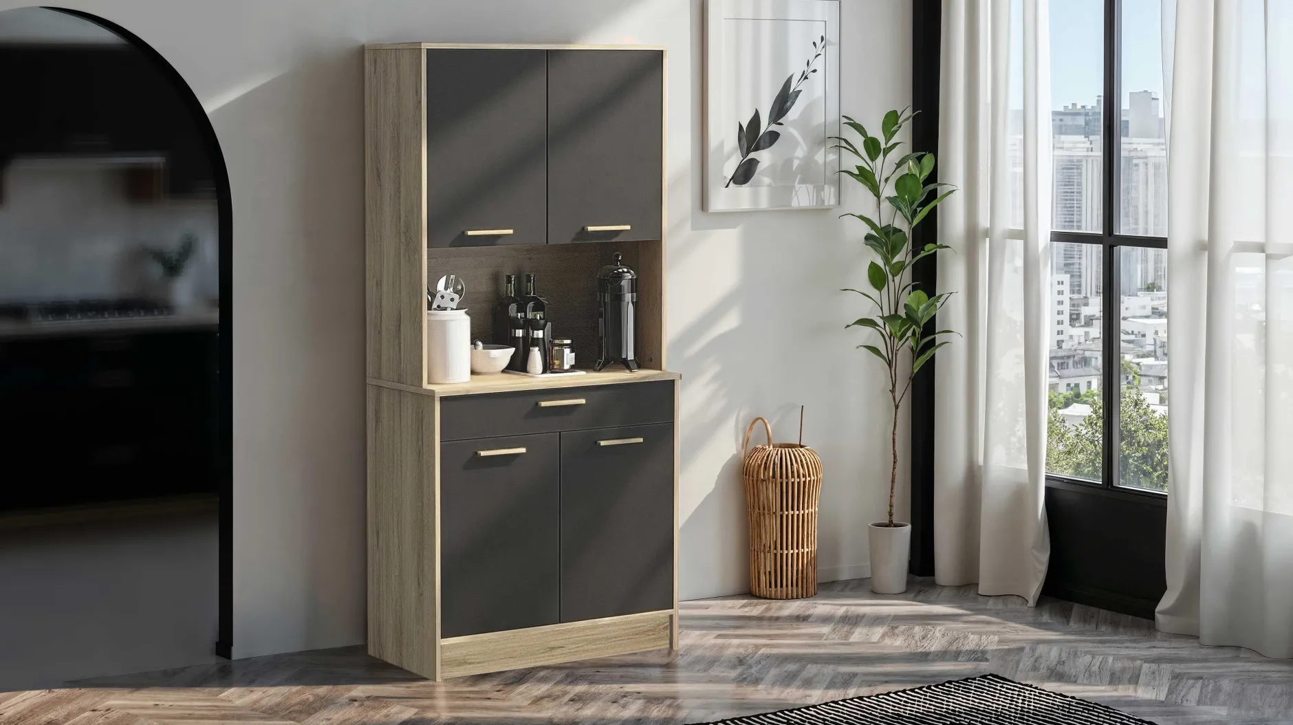 Buffetschrank Diede-Kronberg Eiche/Mattschwarz