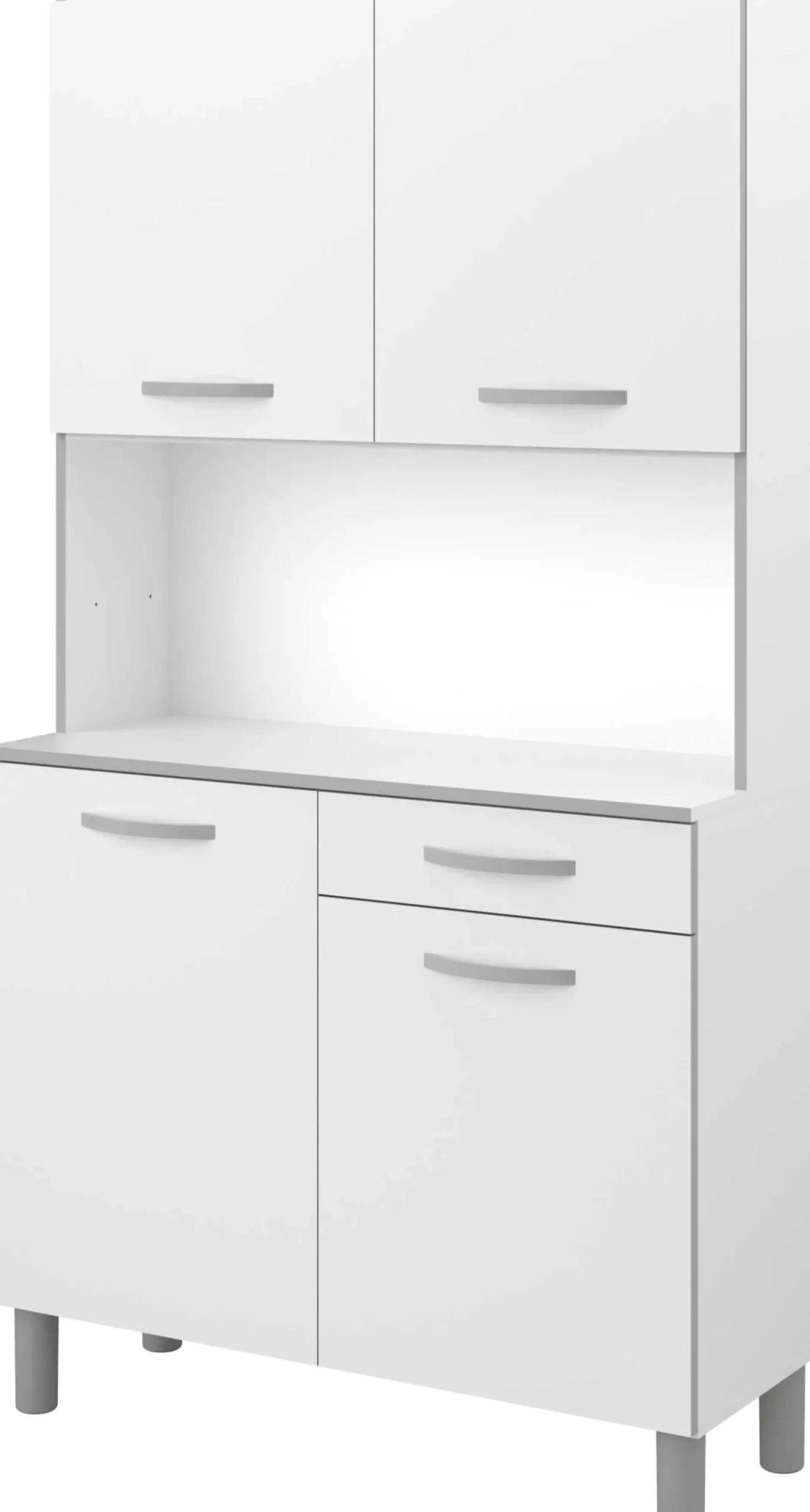 Buffetschrank Easy 101cm, 4 Türen und 1 Schublade - weiß