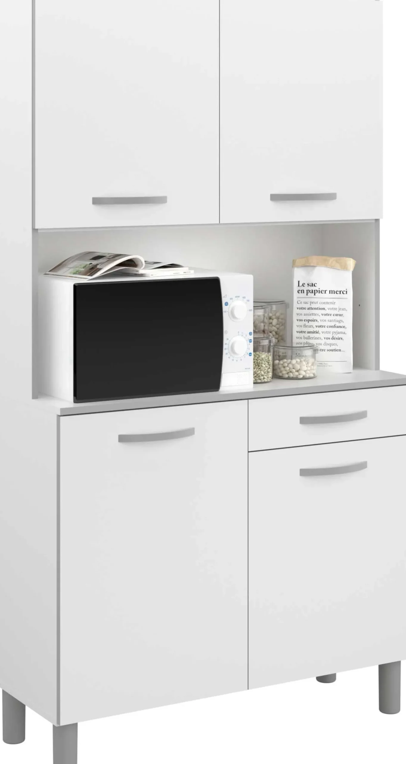 Buffetschrank Easy 101cm, 4 Türen und 1 Schublade - weiß