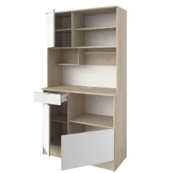 Buffetschrank Lydia 100cm, 3 Türen und 1 Schublade - Dekor Weiß/Eiche