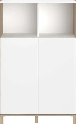 Buffetschrank Morpheus - 84x40x135cm - 2 Türen - Eiche Dekor/Weiß