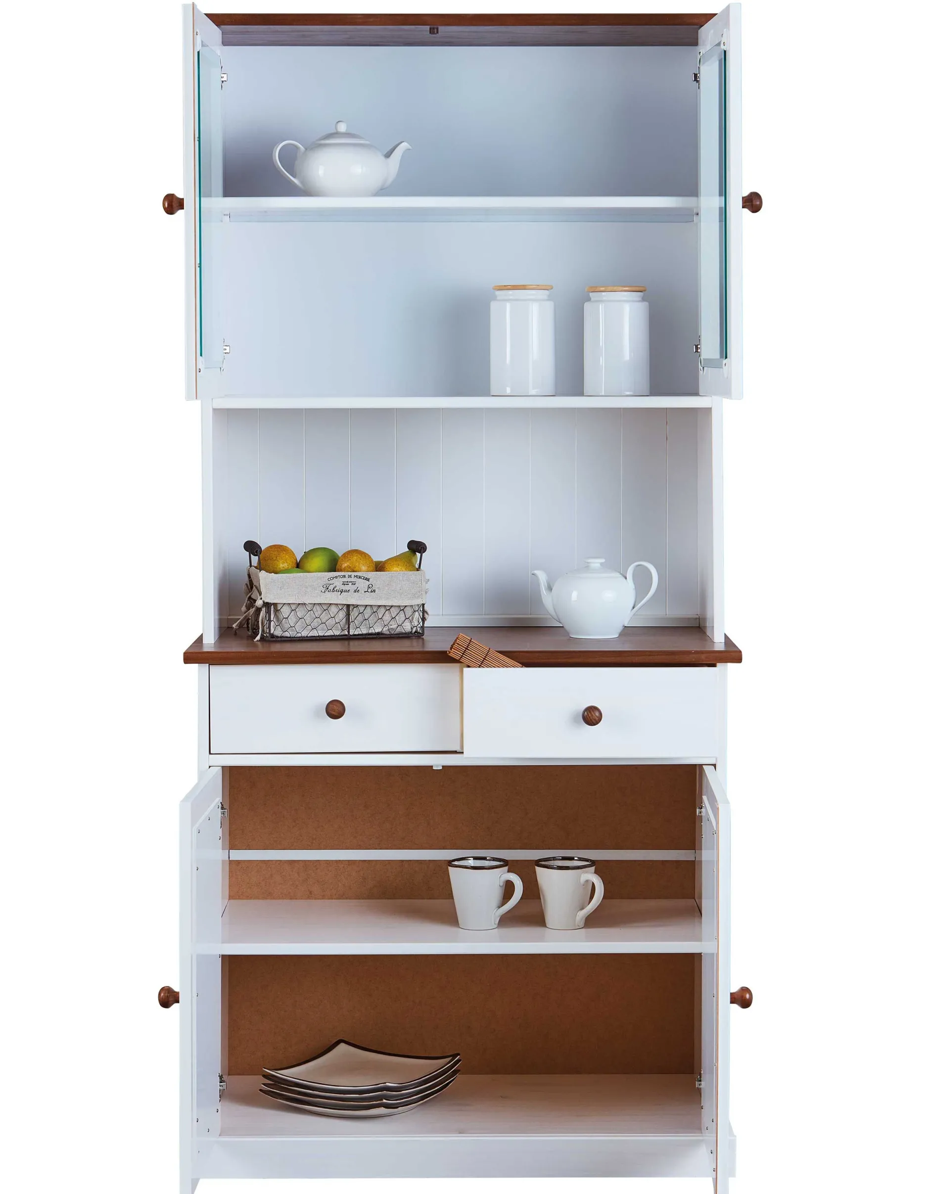 Buffetschrank Westerland schmal - weiß/braun