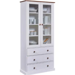 Buffetschrank Westerland | 90 x 38,4 x 190 | Kiefer massiv | Farbe: Weiß