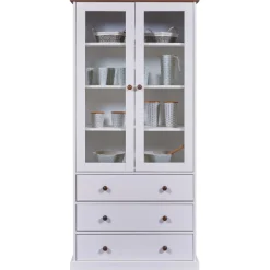 Buffetschrank Westerland | 90 x 38,4 x 190 | Kiefer massiv | Farbe: Weiß