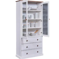 Buffetschrank Westerland | 90 x 38,4 x 190 | Kiefer massiv | Farbe: Weiß