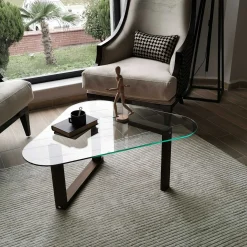 Cam Couchtisch | GEHÄRTETES GLAS | Walnuss