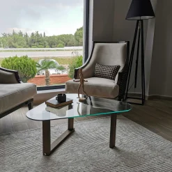 Cam Couchtisch | GEHÄRTETES GLAS | Walnuss