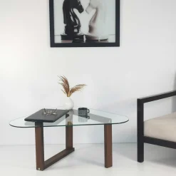 Cam Couchtisch | GEHÄRTETES GLAS | Walnuss