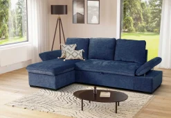 Candy Eckbank links - mit Stauraum - blau