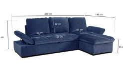 Candy Eckbank links - mit Stauraum - blau