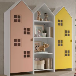 Casami Brügge 3-teiliger Kleiderschrank - 173x37x172 cm - Rosa/gelb