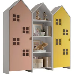 Casami Brügge 3-teiliger Kleiderschrank - 173x37x172 cm - Rosa/gelb