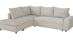 Castel Ecksofa links - mit Stauraum - weißer Rippensamt