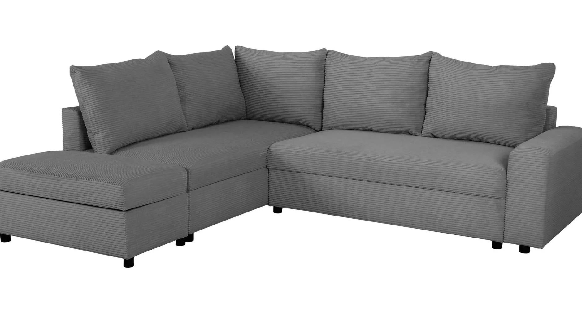 Castel Ecksofa links - mit Stauraum - anthrazit gerippter Samt