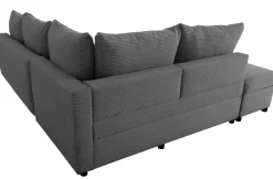 Castel Ecksofa links - mit Stauraum - anthrazit gerippter Samt