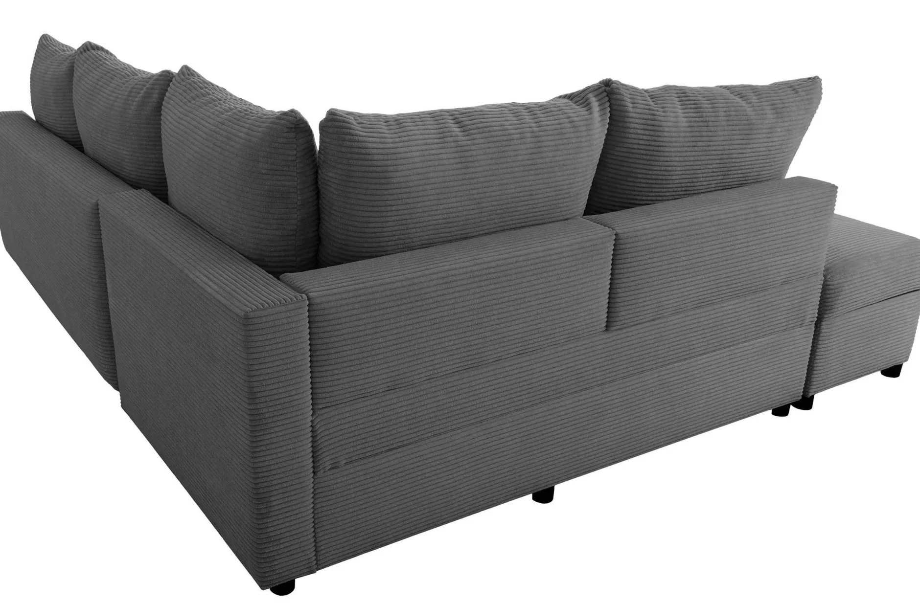 Castel Ecksofa links - mit Stauraum - anthrazit gerippter Samt