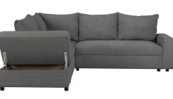 Castel Ecksofa links - mit Stauraum - anthrazit gerippter Samt