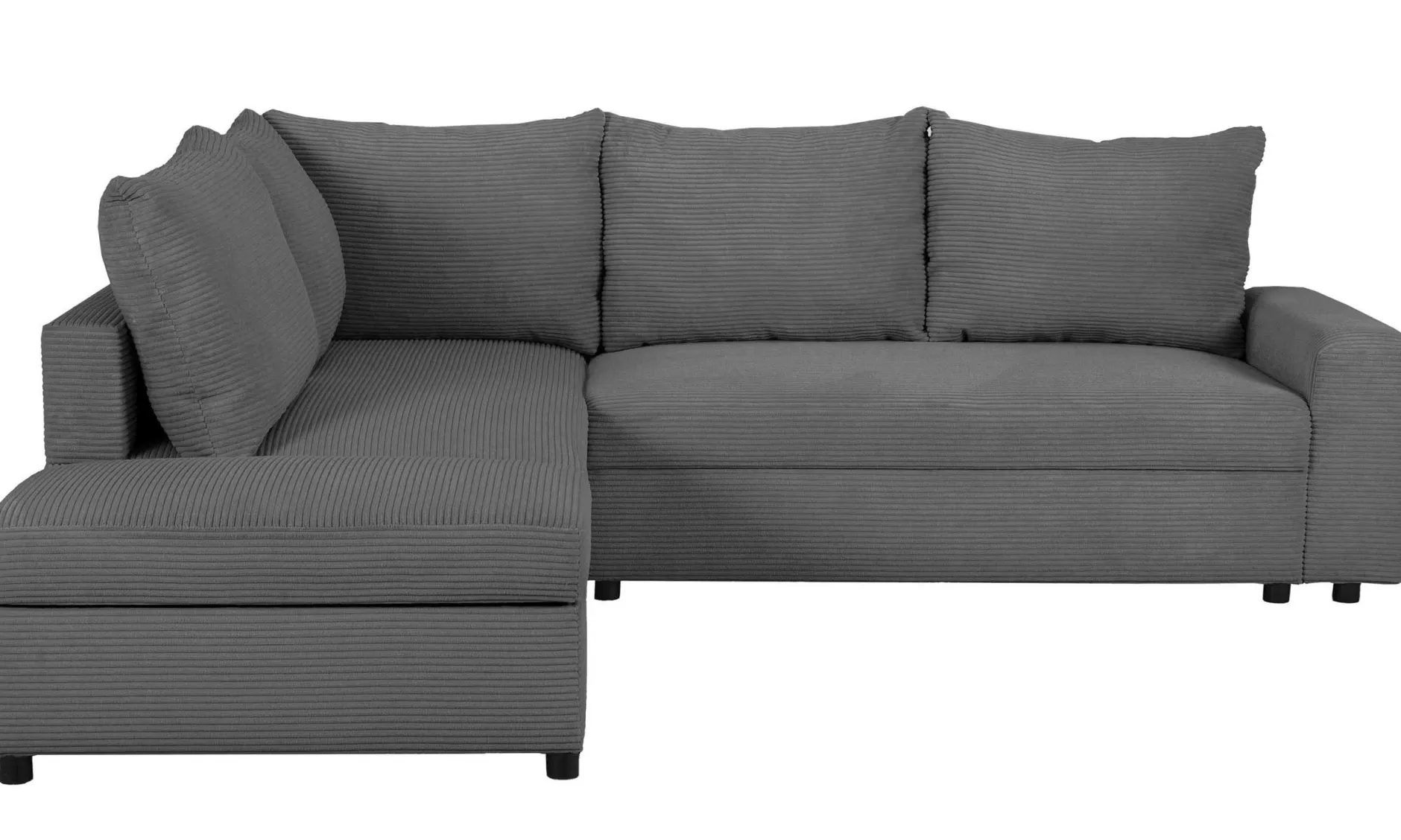 Castel Ecksofa links - mit Stauraum - anthrazit gerippter Samt