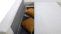Castel Ecksofa rechts - mit Stauraum - weißer Rippensamt