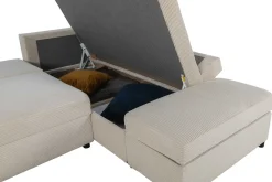 Castel Ecksofa rechts - mit Stauraum - weißer Rippensamt