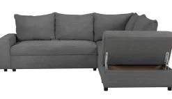 Castel Ecksofa rechts - mit Stauraum - anthrazit gerippter Samt