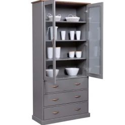 Cerci Vitrine 190x39x90cm - 2 Türen und 3 Schubladen - grau