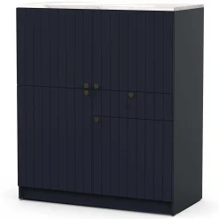 Chester Buffetschrank - 4 Türen und 1 Schublade - Indigo/Marmor