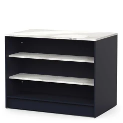 Chester Kücheninsel - 120x75x92cm - indigo/marmor