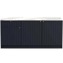 Chester Küchenschrank - 3 Türen und 1 Schublade - Indigo/Marmor