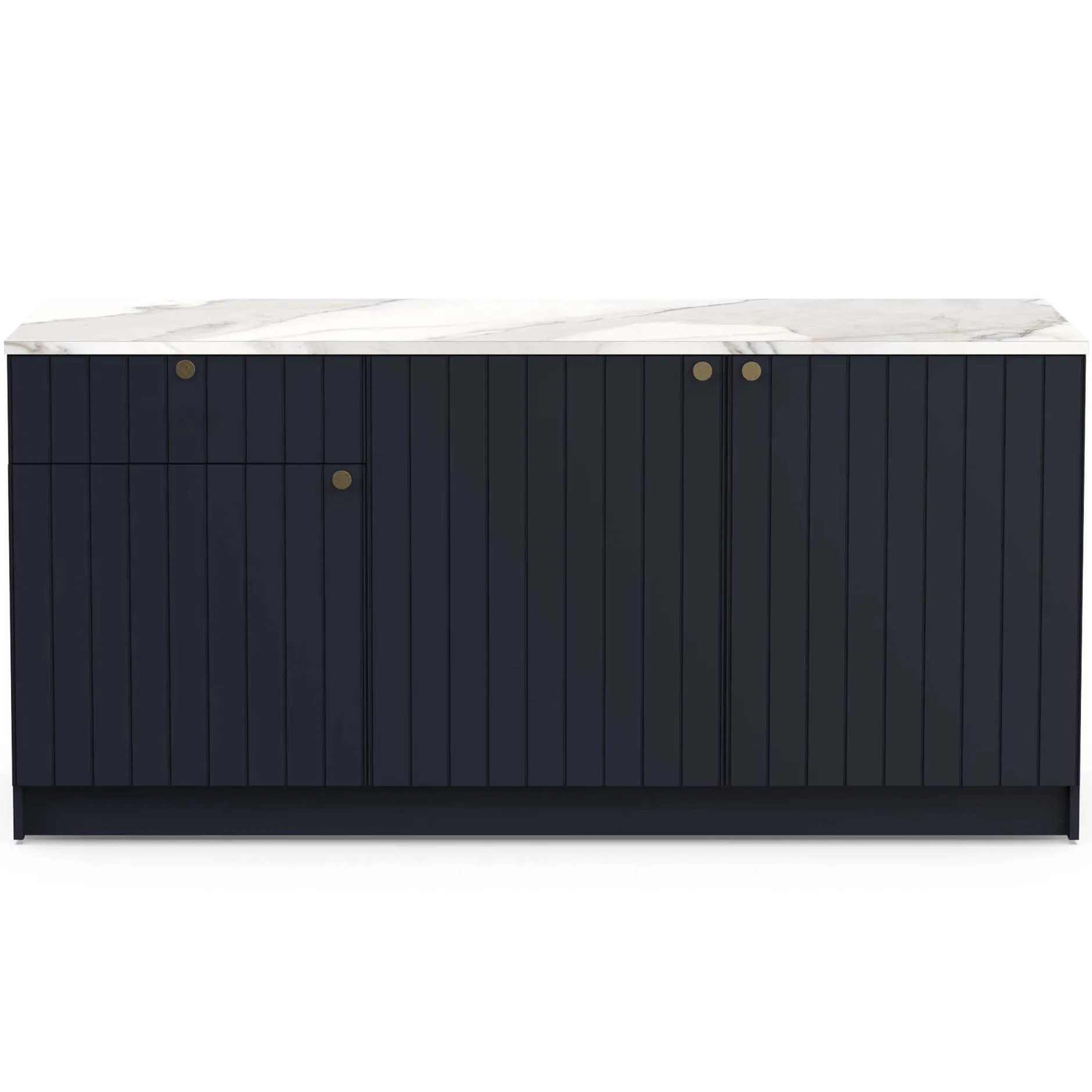 Chester Küchenschrank - 3 Türen und 1 Schublade - Indigo/Marmor