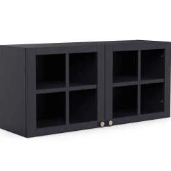Chester Wandschrank - 120x37x55cm - 2 Türen aus Glas - indigo