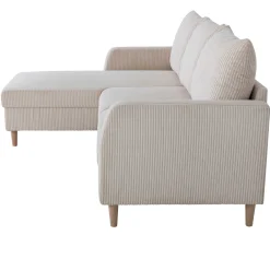 Chip Ecksofa links - 192x137x82cm - beige gerippter Samt