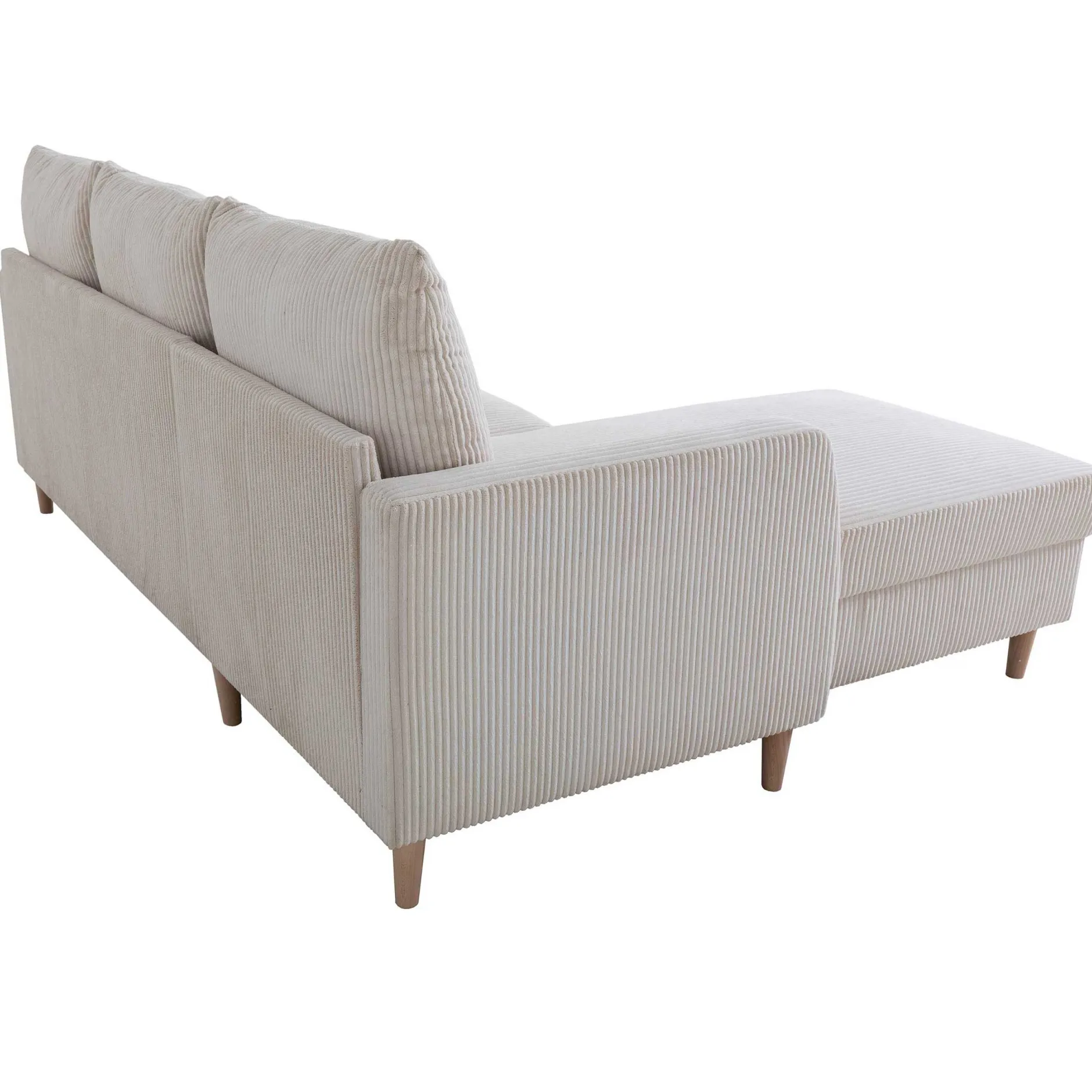 Chip Ecksofa links - 192x137x82cm - beige gerippter Samt