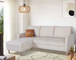Chip Ecksofa links - 192x137x82cm - beige gerippter Samt
