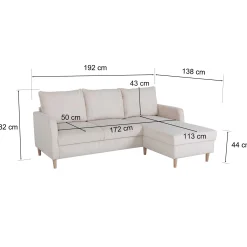 Chip Ecksofa rechts - 192x137x82cm - beige gerippter Samt