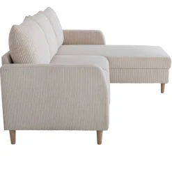Chip Ecksofa rechts - 192x137x82cm - beige gerippter Samt