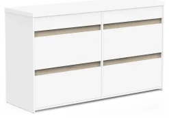 Clyde Kommode - mit 6 Schubladen - Dekor Weiß/Eiche