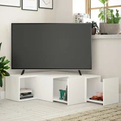 Compact TV-Ständer | 100 % MELAMIN | Weiß