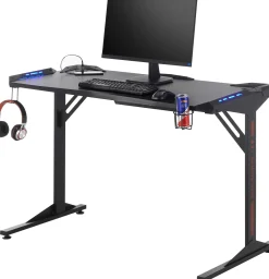 Computertisch Bernal - 119x60x76cm - mit LED-Beleuchtung - schwarz