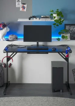 Computertisch Bernal - 119x60x76cm - mit LED-Beleuchtung - schwarz