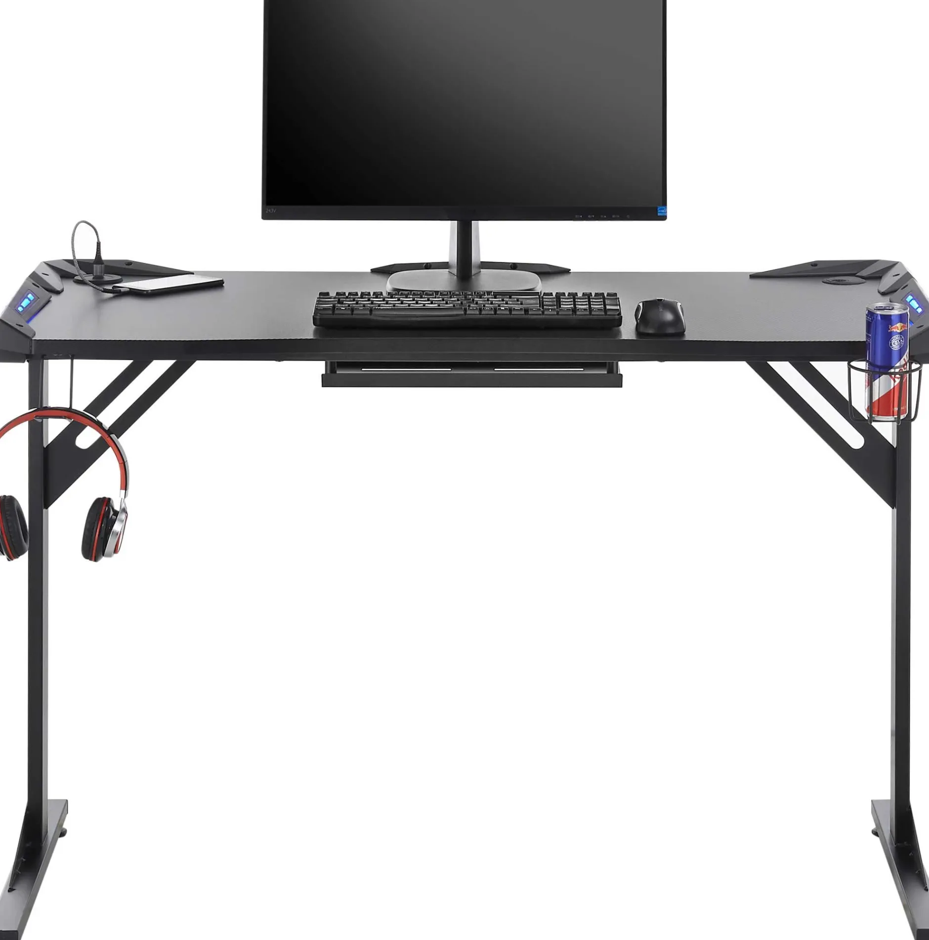 Computertisch Bernal - 119x60x76cm - mit LED-Beleuchtung - schwarz