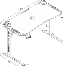 Computertisch Bernal - 119x60x76cm - mit LED-Beleuchtung - schwarz
