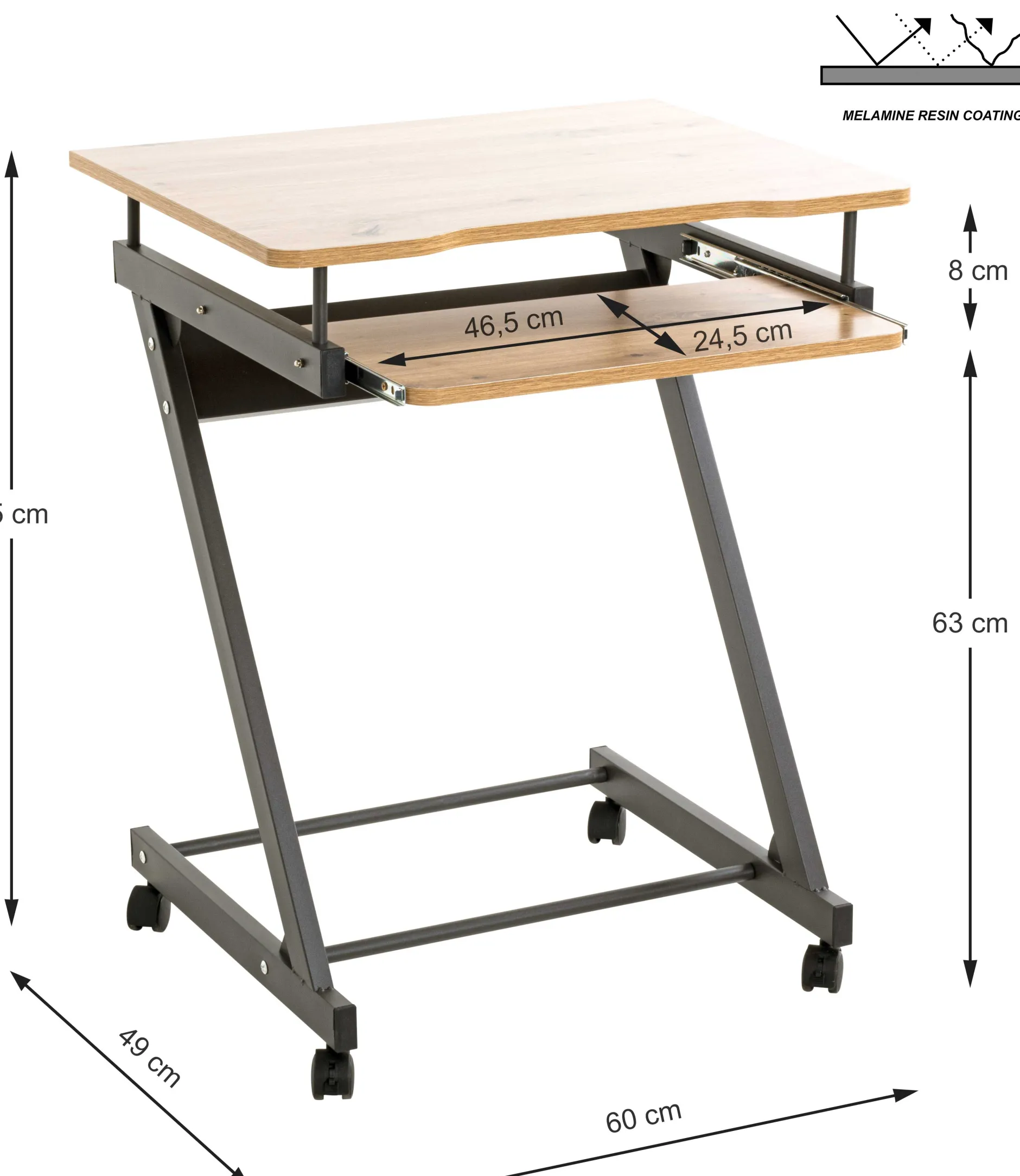 Computertisch | 60 x 49 x 76 cm | Sonoma Oak Design